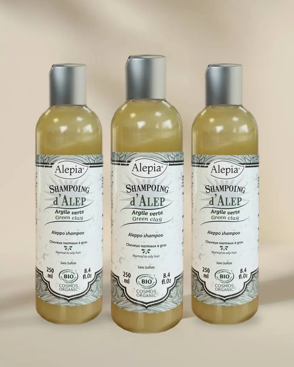 3x Aleppo-Shampoo Bio mit grüner Tonerde