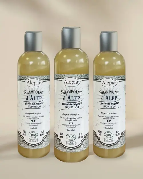 3x Shampoo di Aleppo Bio all'olio di Nigella
