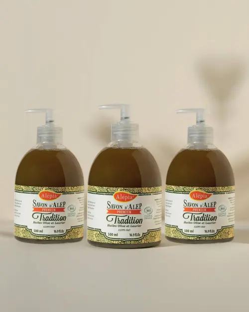 3x Savon d'Alep liquide Premium Tradition 1% Laurier