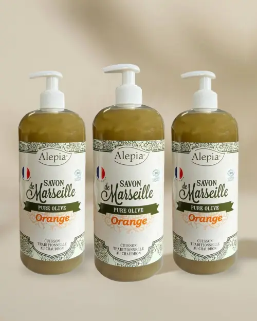 3x Savon de Marseille liquide Bio Pure Olive à l'Orange - 1 L