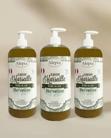 3x Liquid Marseille Soap with Pure Olive Oil & Verbena Essential Oil