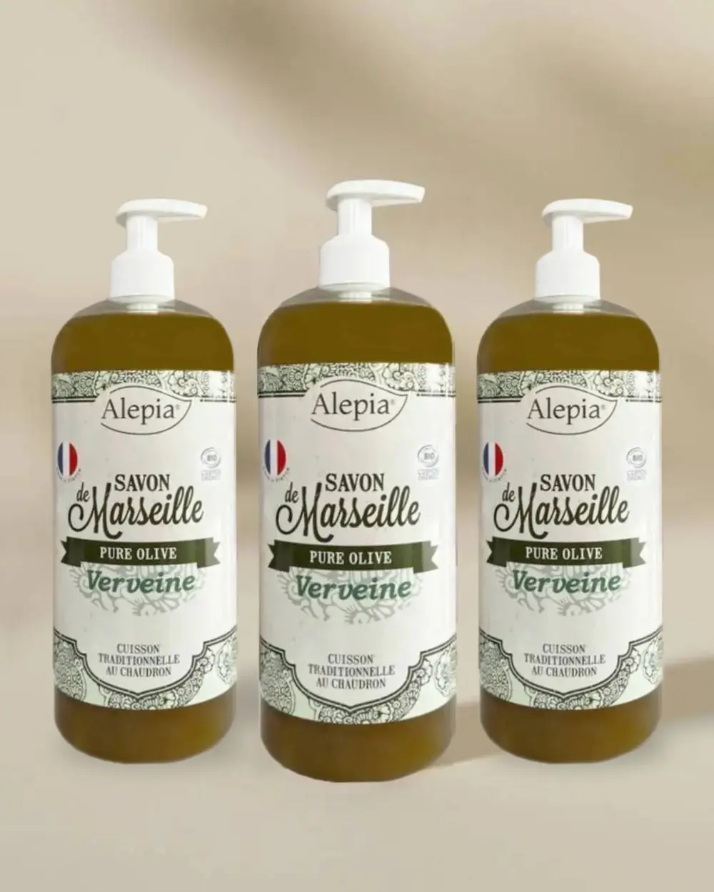 3x Sapone di Marsiglia liquido Bio Puro Oliva alla Verbena - 1 L