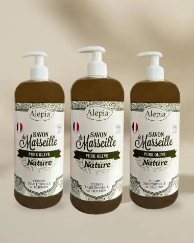 3x Organic Liquid Marseille Soap Pure Olive Nature - 1 L