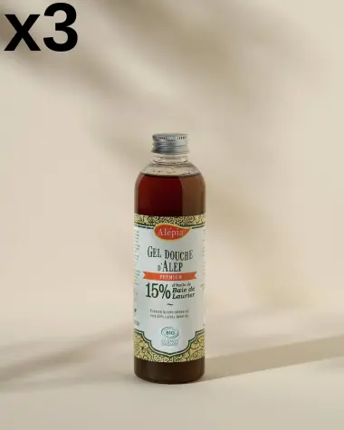 3x Gel doccia di Aleppo Bio 15% Alloro