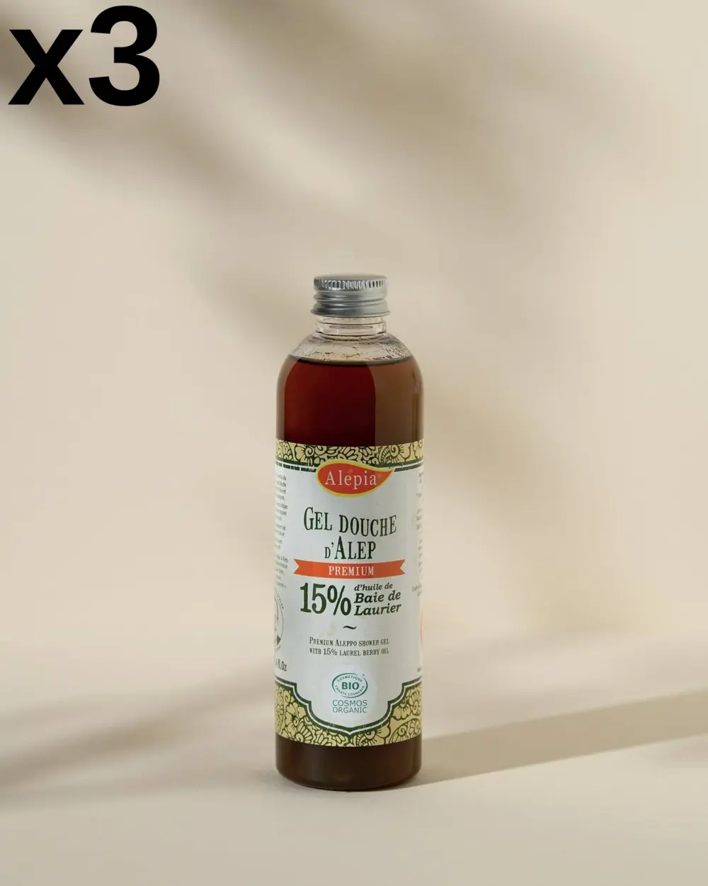 3x Geles de ducha de Alepo Bio 15% Laurel