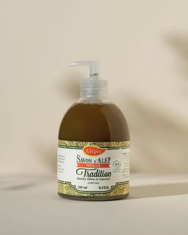Flüssige Aleppo-Seife Premium Tradition 1% Lorbeer