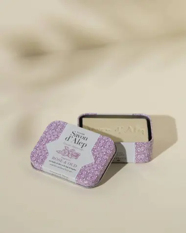 Jabón de Alepo Rosa & Oud - Caja metálica