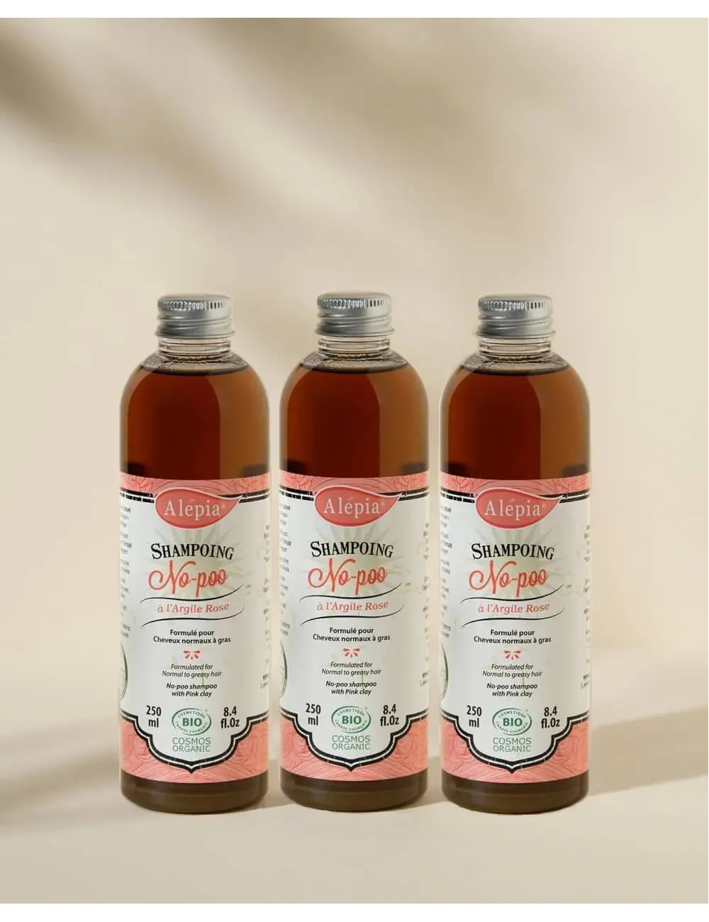 3x Champús no-poo Bio a la arcilla rosa