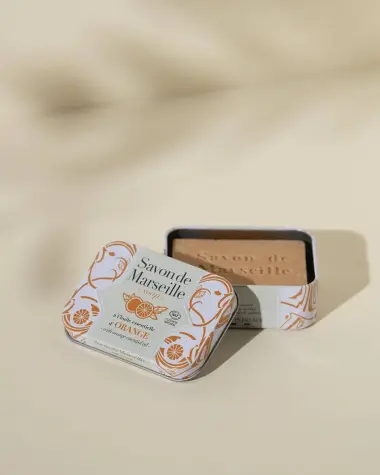 Jabón de Marsella perfumado con naranja - Caja metálica