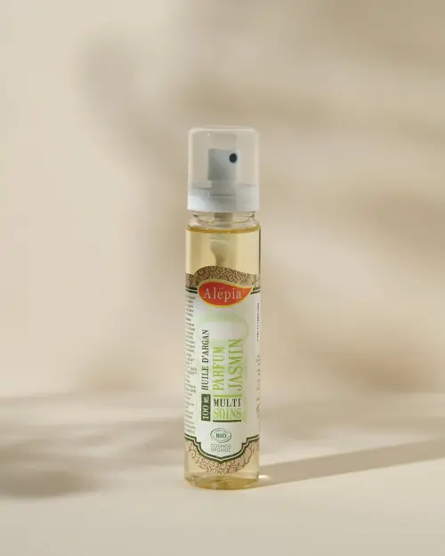 Bio-Arganöl mit Jasminduft von Alepia, transparente Sprayflasche mit 100 ml