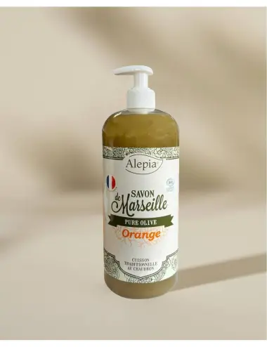 Vloeibare biologische Marseillezeep Pure Olijfolie met Sinaasappel - 1 L