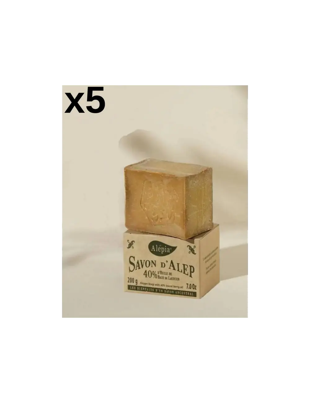 5x Jabón de Alepo Auténtico 40% Laurel (FR)