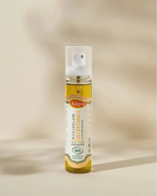 Biologische ayurvedische haarolie Alepia in transparante sprayflacon van 100 ml
