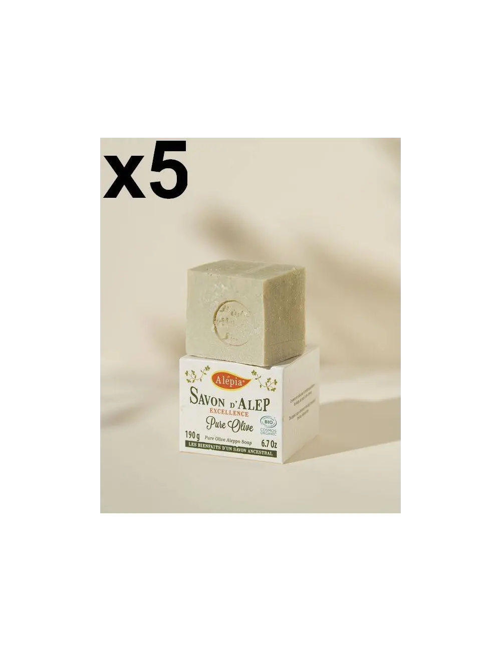 Lot of 5 : Aleppo soap Excellence Pure Olive
