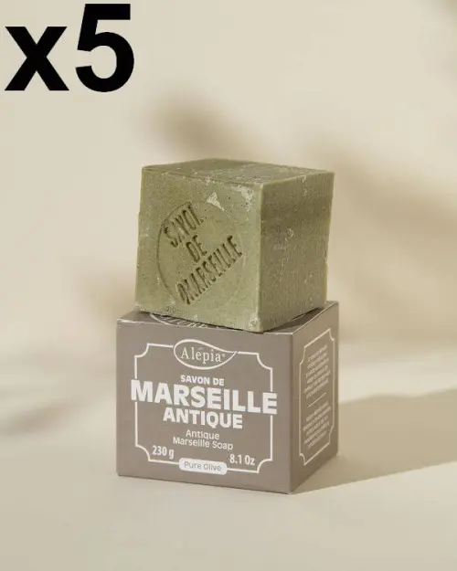 Savon de Marseille Antique – Lot de 5 | 100% Olive, Made in France