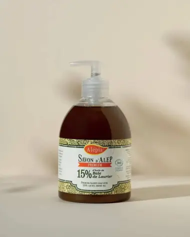 Flüssige Aleppo-Seife Premium Bio 15% Lorbeer