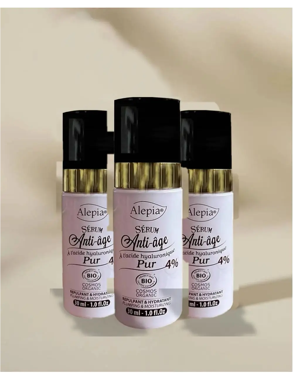 3x Organic Anti-Ageing Serum 4% Pure Hyaluronic Acid - 30 ml