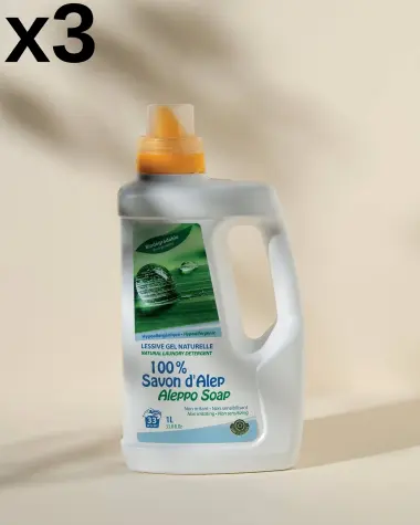 3x Detersivo gel puro sapone di Aleppo - 1 L