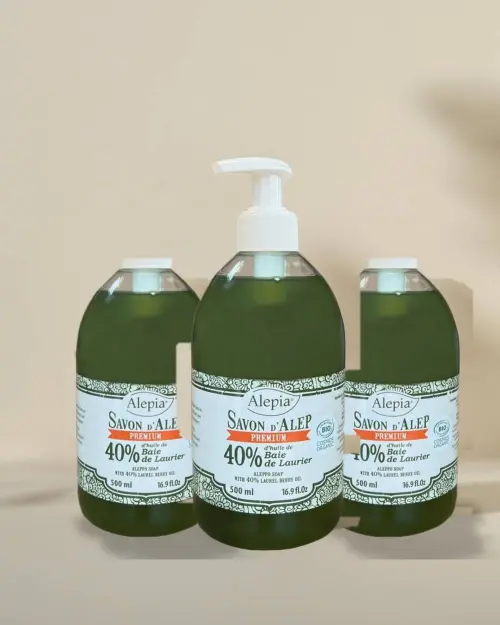 3x Premium Liquid Aleppo Soap 40% Laurel - Set of 3 | Alepia