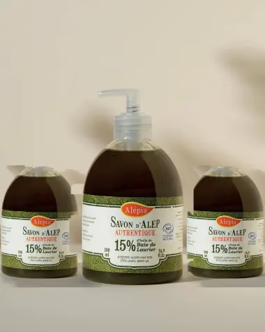 3x Liquid Aleppo Soap 15% Laurel - 500 ml