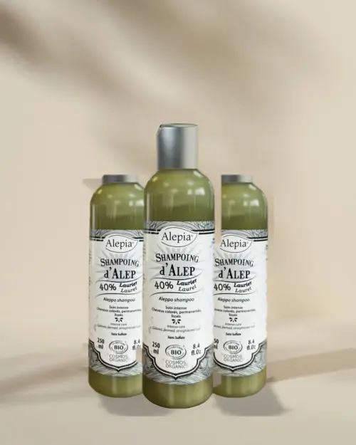 3x Shampoing d'Alep Bio 40% Laurier - Lot de 3 | Alepia