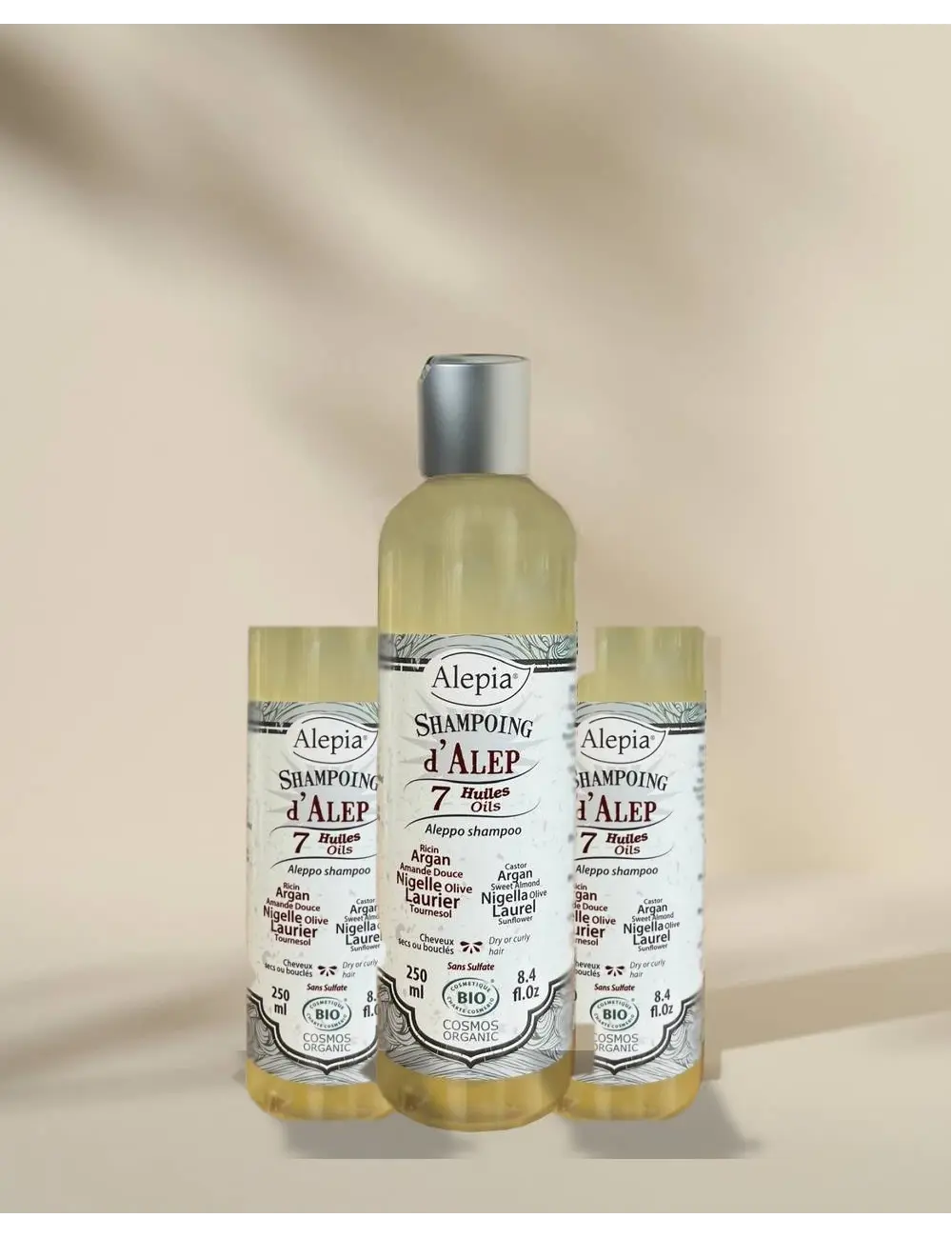 3x Organic Aleppo Shampoo with 7 Oils - 250 ml