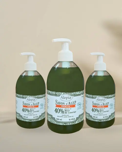 3x Premium Liquid Aleppo Soap 40% Laurel - Set of 3 | Alepia