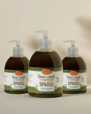 3x Liquid Aleppo Soap 15% Laurel - 500 ml