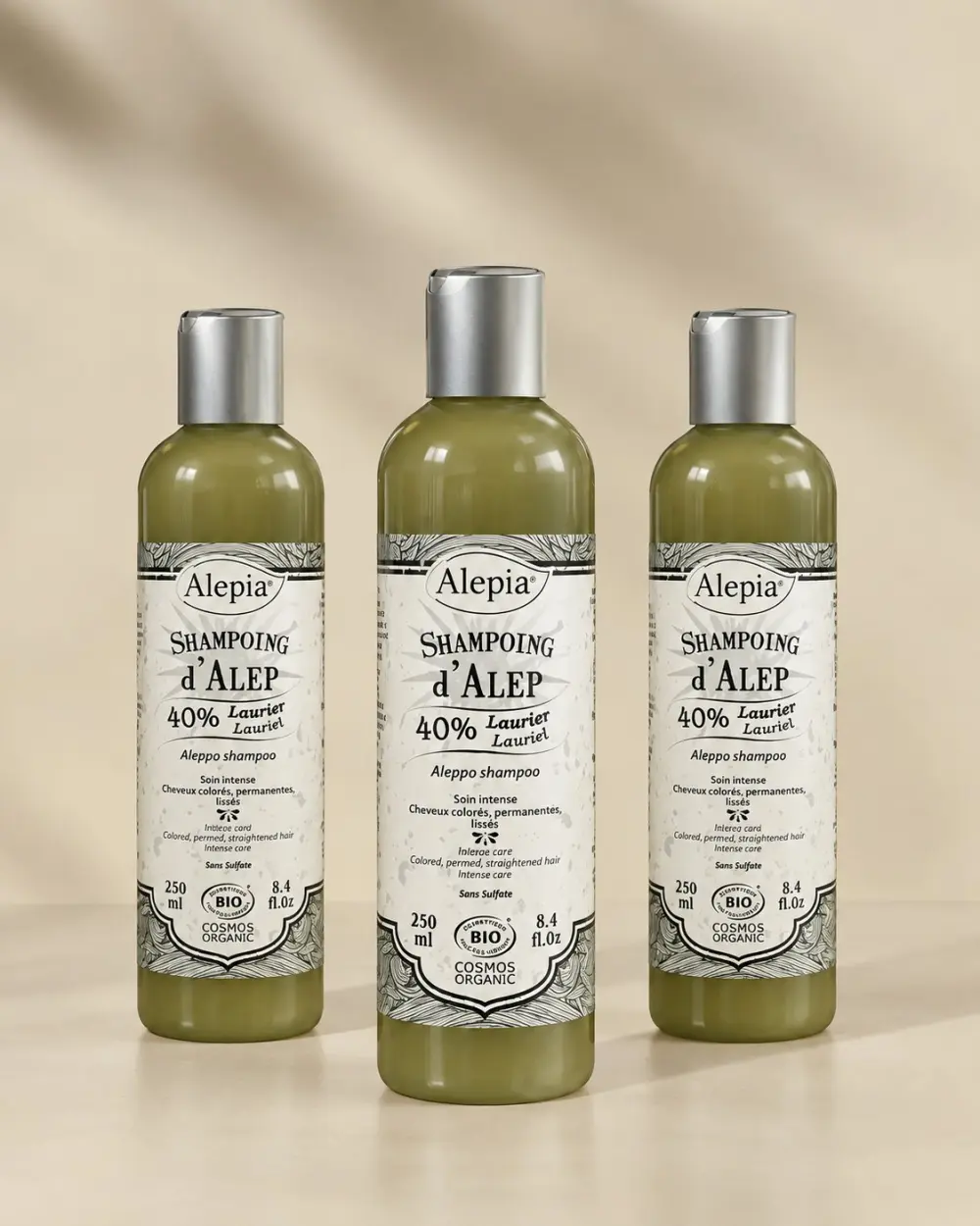 3x Bio-Aleppo-Shampoo 40% Lorbeer - 250 ml
