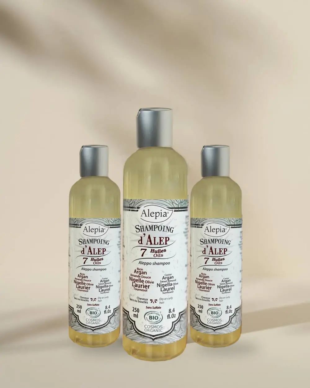 3x Organic Aleppo Shampoo with 7 Oils - 250 ml