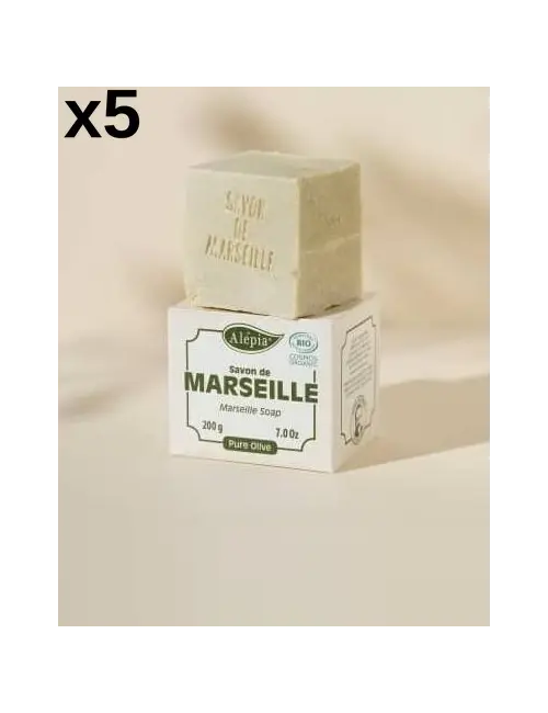 Organic Marseille Soap Pure Olive – Pack of 5 | Alepia