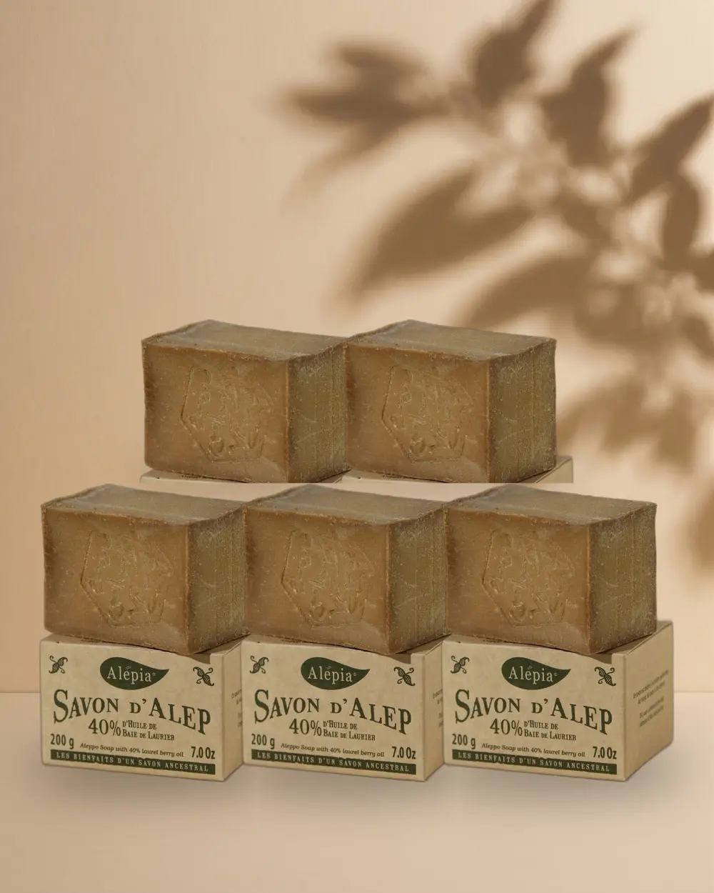Lot of 5 : Authentic Aleppo Soap 40% Laurel