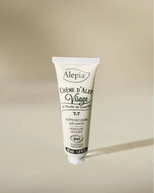 Crème d'Alep Alepia organic face cream with laurel oil in a 30 ml white tube